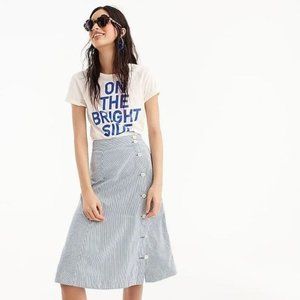 J. Crew Side Button Skirt in Blue Stripe, size 6